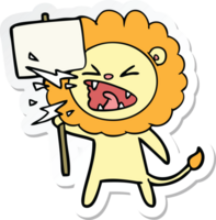 sticker of a cartoon roaring lion protester png