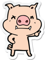 Aufkleber eines wütenden Cartoon-Schweins png
