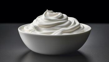 AI generated Freshness in a bowl creamy yogurt, whipped cream, and mousse generated by AI photo