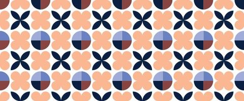 Geometric pattern vector background with Scandinavian abstract color or Swiss geometry prints of rectangles, squares and circles shape design