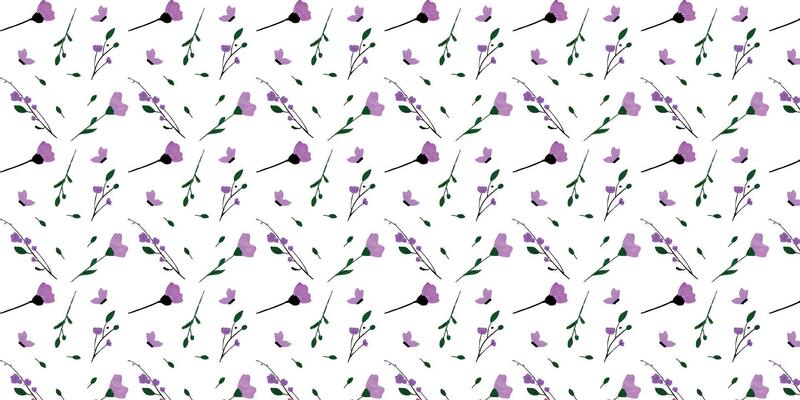 Seamless vector floral pattern with grass ornament. doodle