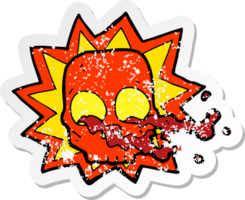 retro distressed sticker of a cartoon halloween skull symbol png