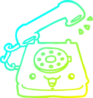 cold gradient line drawing of a cute cartoon telephone png