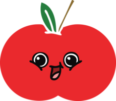 flat color retro cartoon of a red apple png