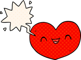 cartoon love heart with speech bubble in comic book style png