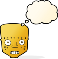 cabeça de robô de desenho animado com balão de pensamento png