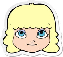 adesivo de um rosto feminino feliz de desenho animado png