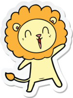 sticker of a laughing lion cartoon png