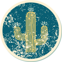 iconic distressed sticker tattoo style image of a cactus png