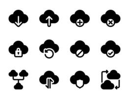 Cloud server icon set, for cloud computing, information technology, AI, big data, and computer systems. vector