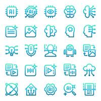 Artificial intelligence icon set, for AI, technology and computer needs. vector