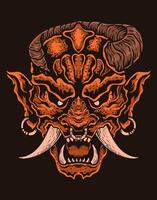 Illustration vector Oni mask, Japanese demon mask