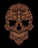 Isolated vector skull engraving ornament, T shirt design, Tattoo design