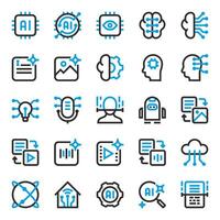 Artificial intelligence icon set, for AI, technology and computer needs. vector