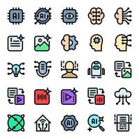 Artificial intelligence icon set, for AI, technology and computer needs. vector