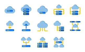 nube almacenamiento icono colocar, para tecnología, aplicaciones, artificial inteligencia, ordenadores y información sistemas vector