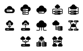 Cloud storage icon set, for technology, applications, artificial intelligence, computers and information systems vector