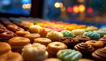 ai generado un vistoso postre mesa con un variedad de dulce trata generado por ai foto