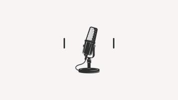 microphone for podcast or broadcast animation video, voice record icon motion graphic design video