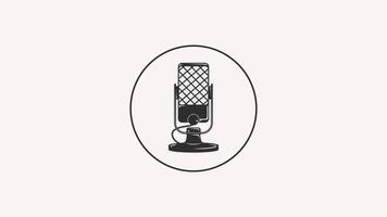 microphone for podcast or broadcast animation video, voice record icon motion graphic design video