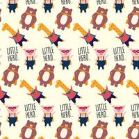 Cute Animals little hero Seamless pattern. for fabric, print, textile and wallpaper vector