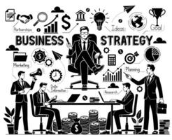 Business strategy idea flat doodle illustration vector