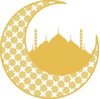 Ramadán decoración con creciente Luna y mezquita en blanco antecedentes vector