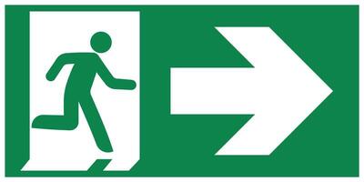 Emergency exit sign. Man running out fire exit vector