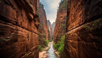 ai generado majestuoso montaña paisaje, famoso para sus erosionado rock formaciones generado por ai foto