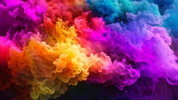 AI generated Colorful ink in water on a black background. Abstract background, Colored powder explosion. Abstract closeup dust on backdrop, AI Generated video