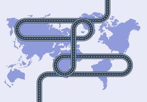 Interconnecting Asphalt Road With World Map vector