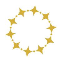 Golden Four Point Stars And Dots Pattern Round Frame vector