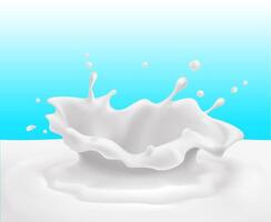 Realistic Milk Splash On Blue Background vector