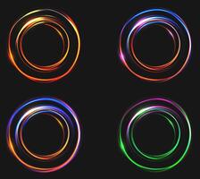 Glowing Shiny Neon Circle Frame Set vector