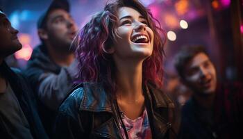 AI generated Young adults enjoying a fun night out at a nightclub generated by AI photo