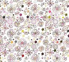 Doodle Flower And Leaves Pattern Background vector