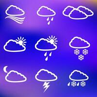 Winter Weather Forecast Icons On Blurred Background vector