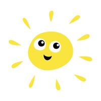 Hand Drawn Smiling Yellow Sun Vector Illustration