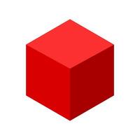 rojo 3d geométrico cubo icono vector