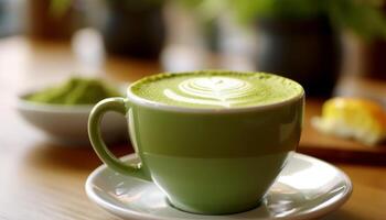 AI generated Freshness in a cup, hot coffee brings relaxation and refreshment generated by AI photo