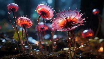 AI generated Nature beauty in a close up of a multi colored flower generated by AI photo