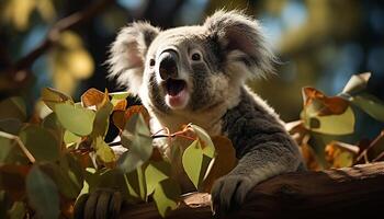 AI generated A cute koala sitting on a branch, looking at camera generated by AI photo