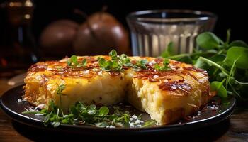 ai generado frescura en plato gastrónomo comida, sano comiendo, vegetariano comida generado por ai foto