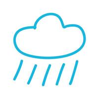Blue Doodle Raining Cloud Line Icon vector