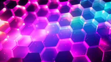 AI generated Abstract background with glowing hexagons. 3d rendering, 3d illustration. Abstract background hexagon pattern with glowing lights, AI Generated video