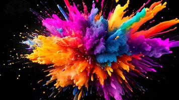 AI generated Colorful paint explosion isolated on black background. Colorful abstract background, Abstract colorful explosion on Black background, AI Generated video