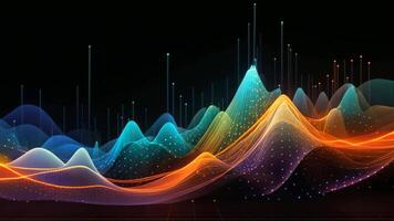 AI generated abstract vector background with dynamic waves and lines. illustration, Abstract background of data visualization, AI Generated video