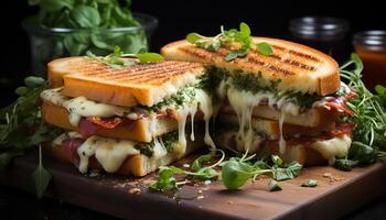 AI generated Freshness and gourmet in a healthy grilled vegetable sandwich generated by AI photo