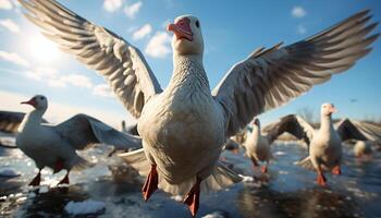 AI generated Animals in the wild flying outdoors, seagull, feather, blue, farm generated by AI photo