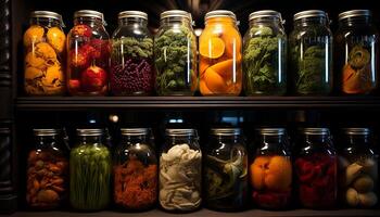 AI generated Healthy eating fresh, organic vegetables in a jar generated by AI photo